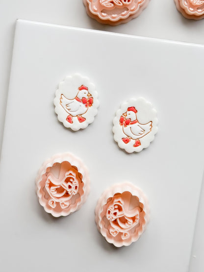 Cutey Chick Cutter: Oval Chicken Earring Shape for Polymer Clay