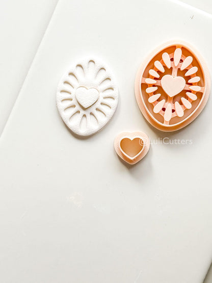 Haloheart Oval Polymer Clay Cutter: Radiant Heart Frame