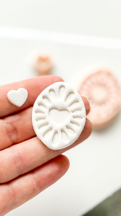 Haloheart Oval Polymer Clay Cutter: Radiant Heart Frame