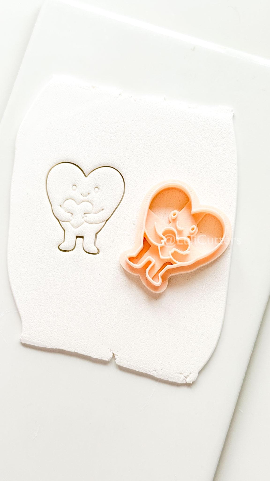 Huggy Heart Character Polymer Clay Cutter
