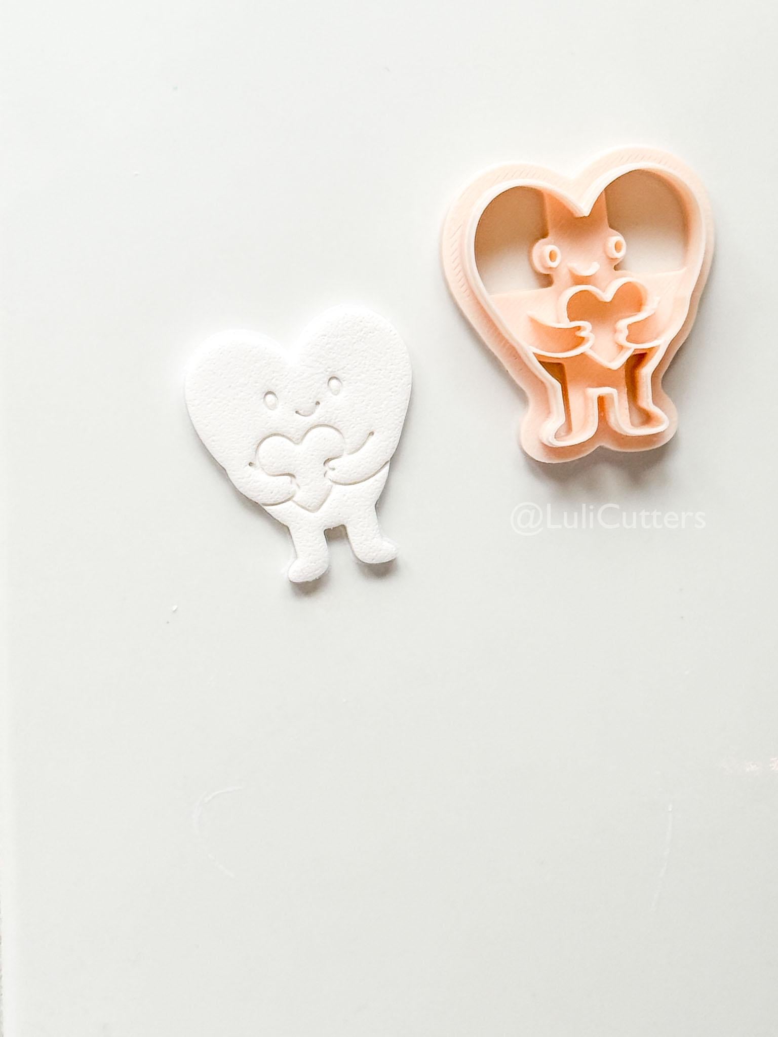 Huggy Heart Character Polymer Clay Cutter