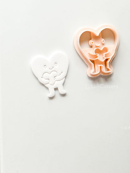 Huggy Heart Character Polymer Clay Cutter