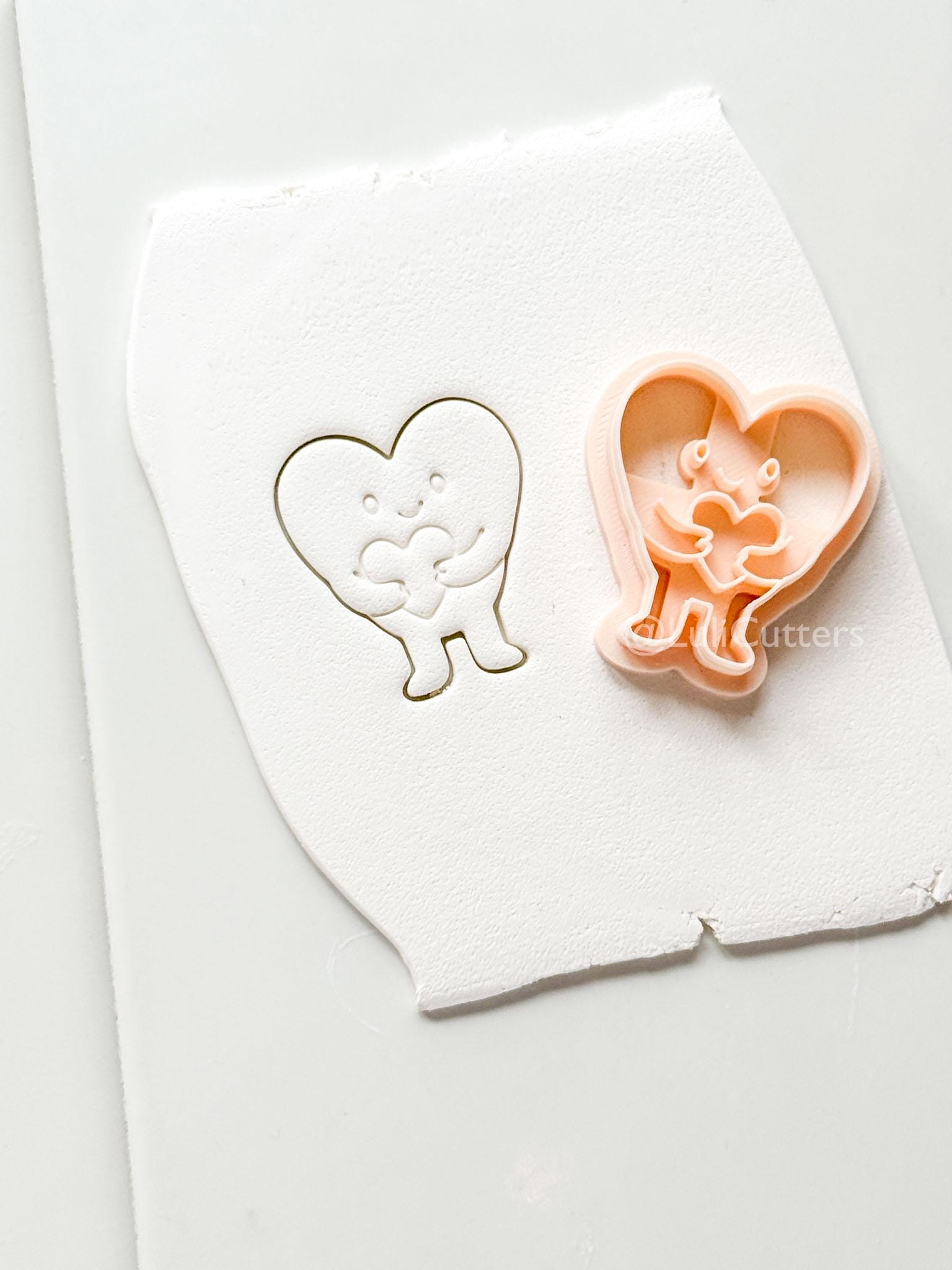 Huggy Heart Character Polymer Clay Cutter