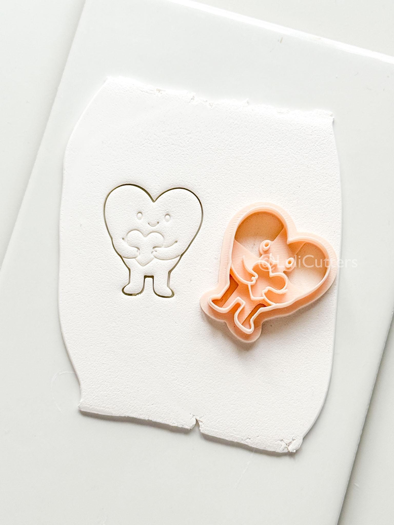 Huggy Heart Character Polymer Clay Cutter