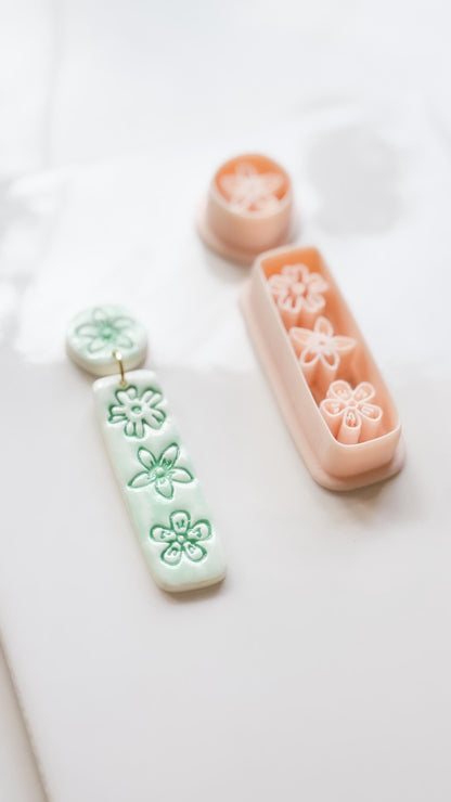 Mali Floral Bar Cutter: Slim Rectangle Floral for Polymer Clay