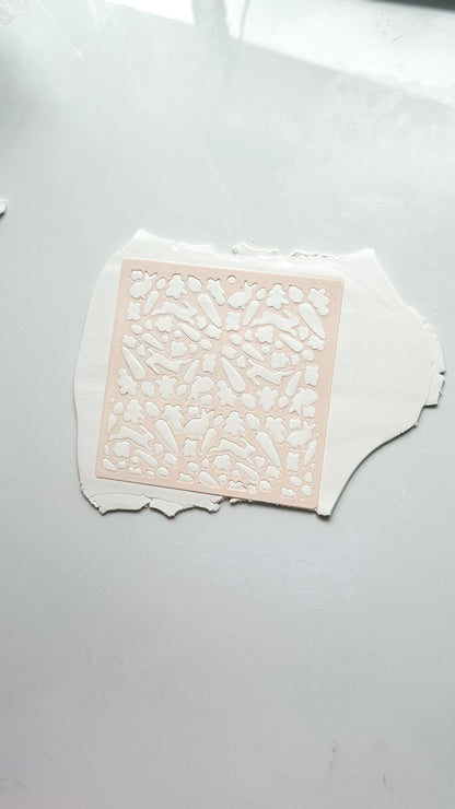 Easter Meadow Stencil: Bunny and Chick Pattern for Polymer Clay