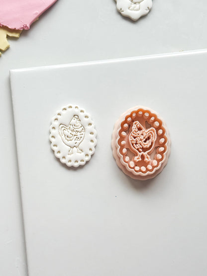 Pina Hen Cutter: Scalloped Oval Chicken Frame for Polymer Clay