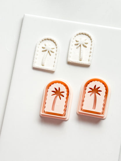 Palm Time Cutter: Deboss & Imprint Tropical Tree Shape for Polymer Clay