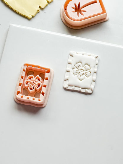 Sari Stripe Frame Cutter: Rectangular Floral Shape for Polymer Clay