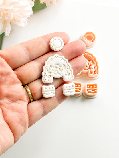 Folk Floral Arch Polymer Clay Cutter: Botanical Rainbow Embosser