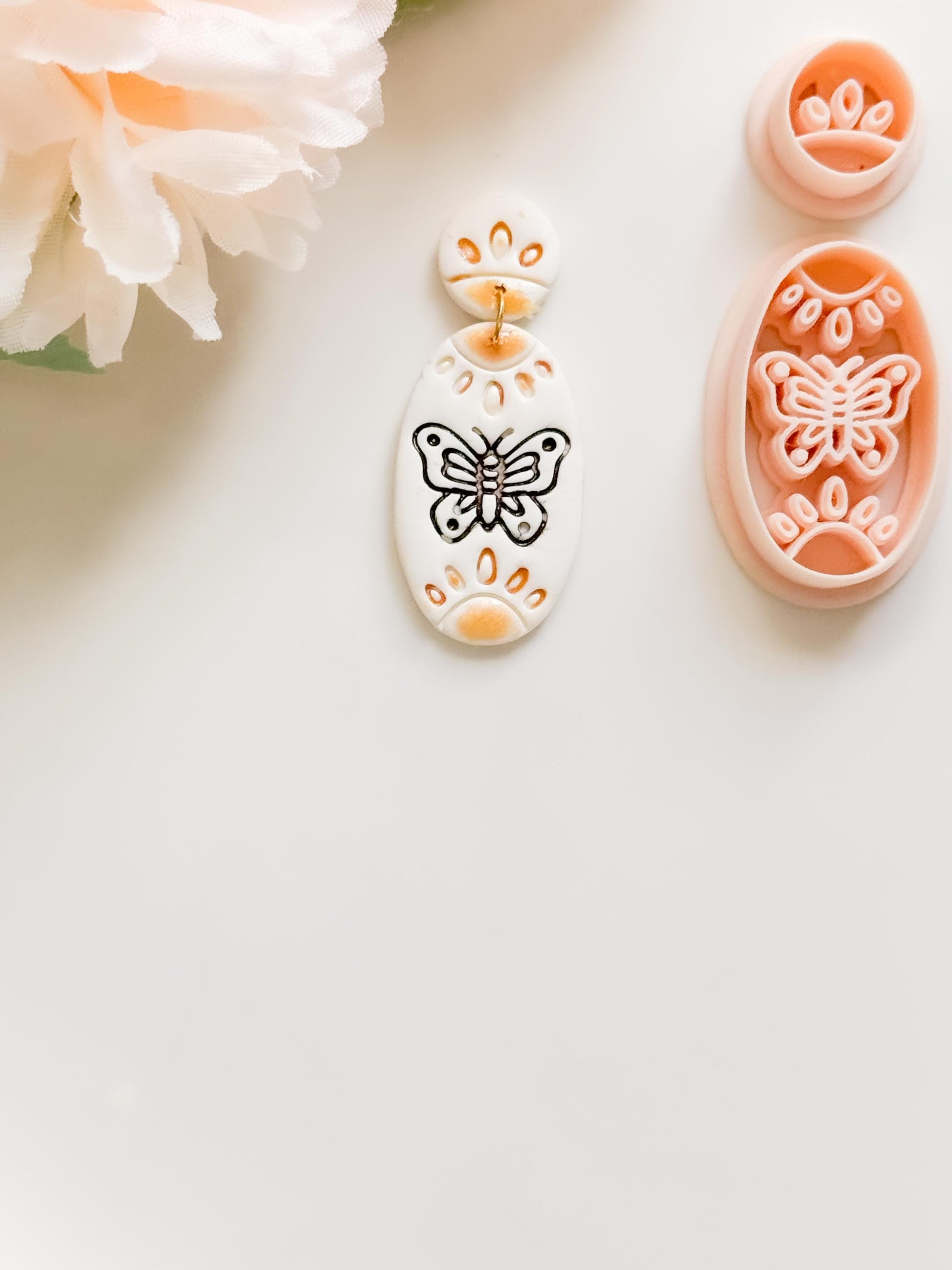 Meadow Wing Polymer Clay Cutter: Butterfly Floral Oval Embosser