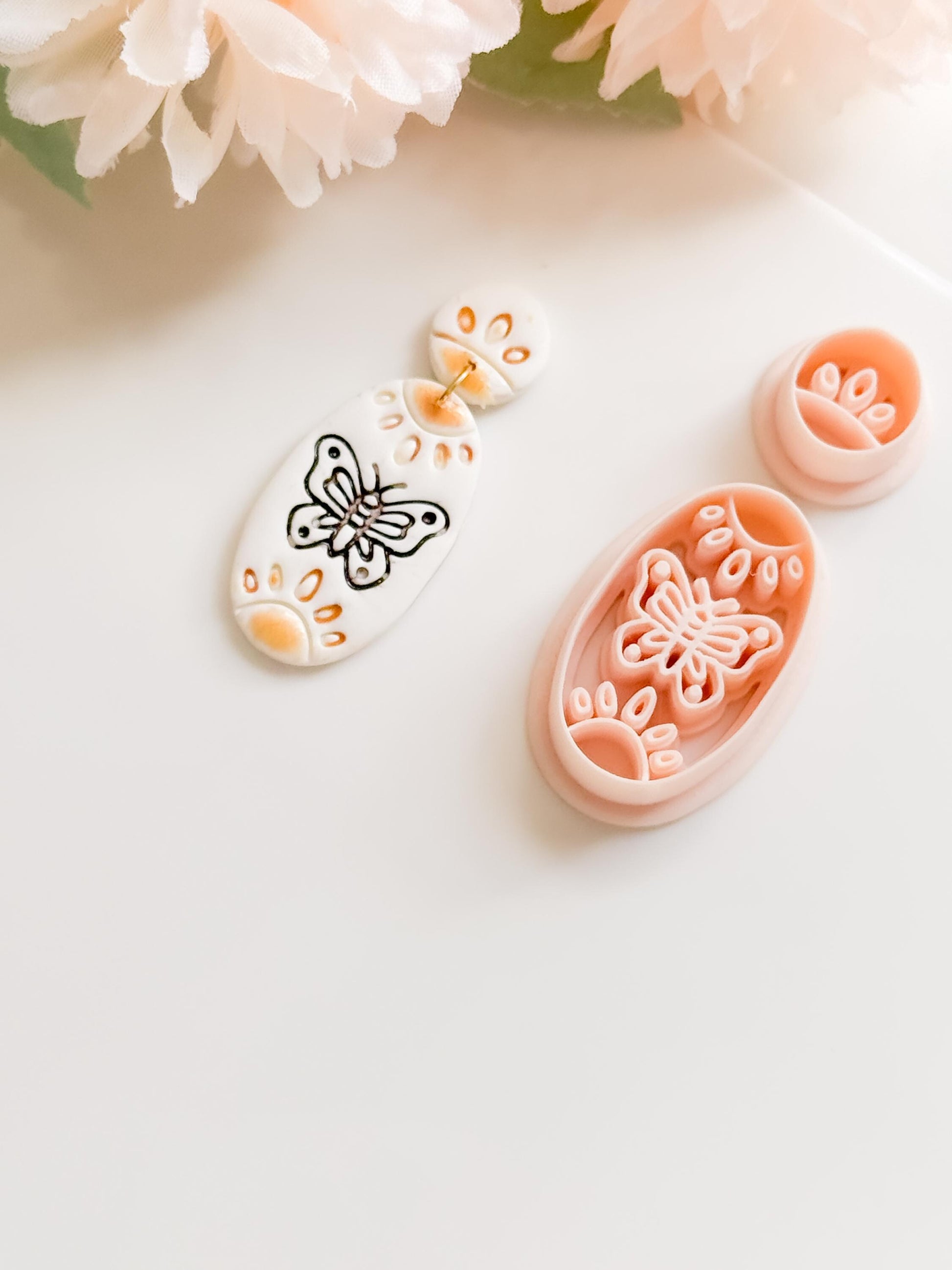 Meadow Wing Polymer Clay Cutter: Butterfly Floral Oval Embosser