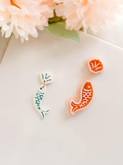 Fishy Set Polymer Clay Cutter: Aquatic Marine Embosser Kit