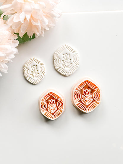 Folk Tulip Polymer Clay Cutter: Floral Botanical Embosser