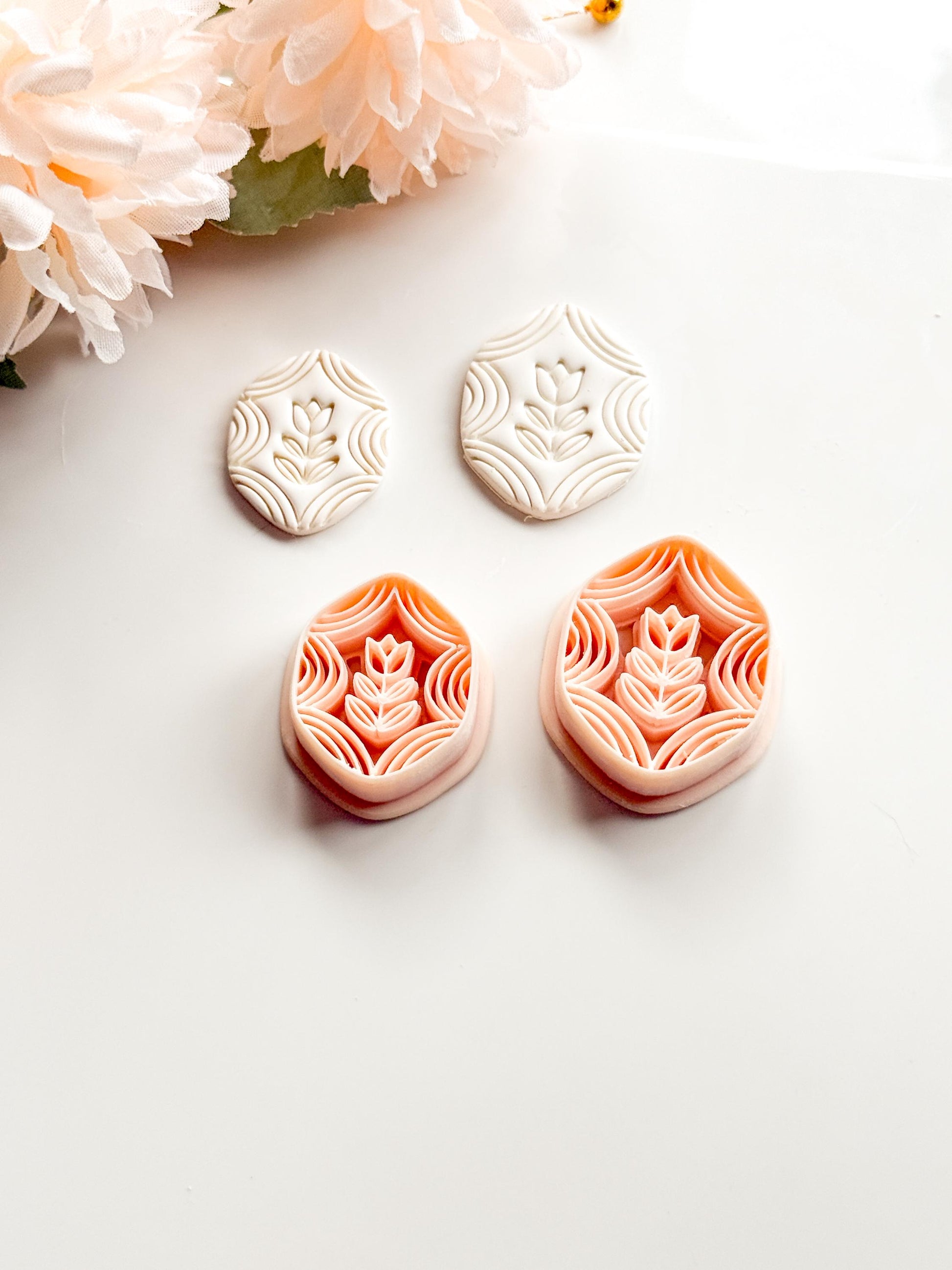 Folk Tulip Polymer Clay Cutter: Floral Botanical Embosser