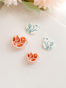 Lila Nest Stud Polymer Clay Cutter: Folk Bird and Floral Embosser