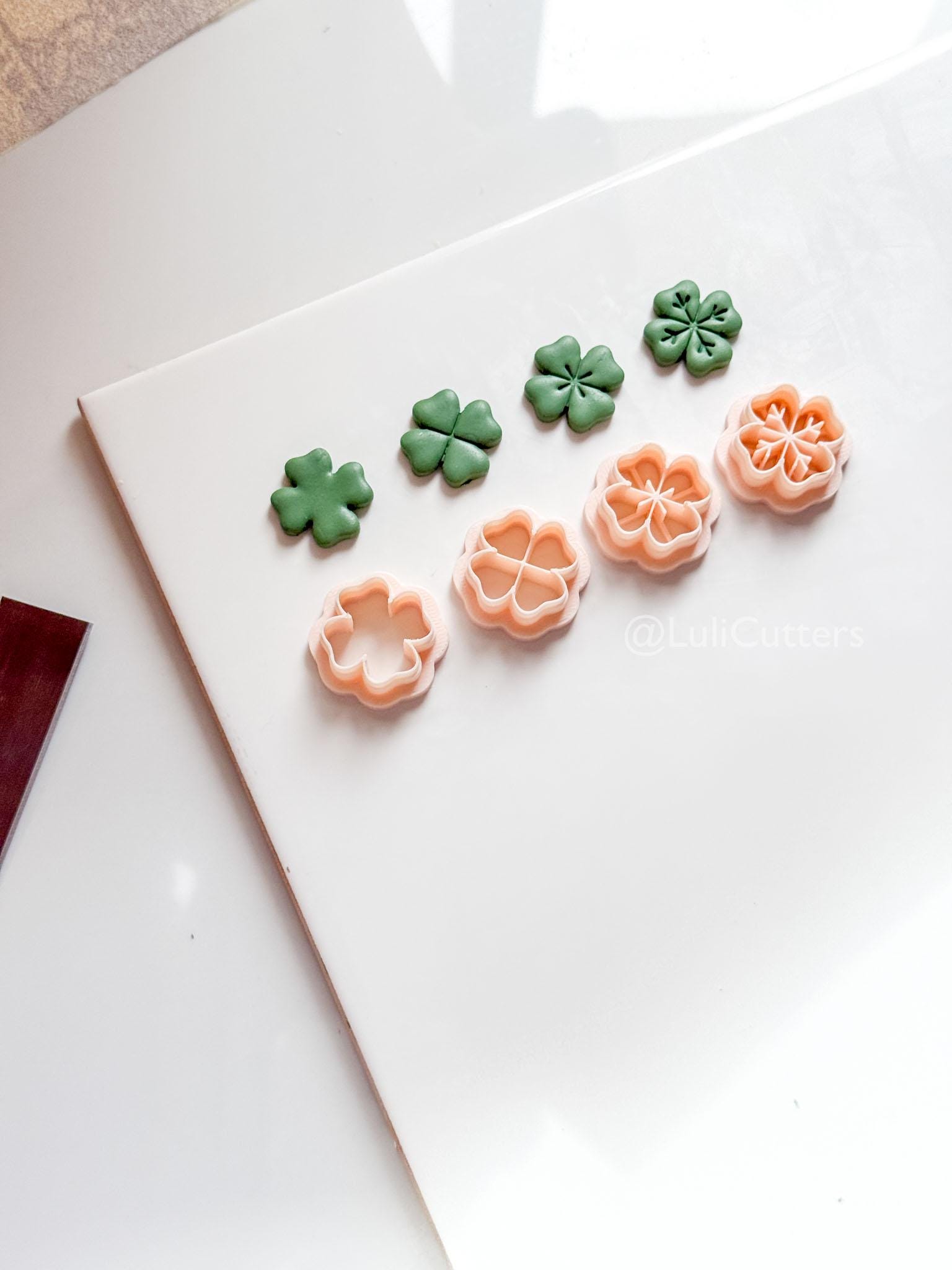 Four Leaf Clover Polymer Clay Cutters: 4 Detail Styles