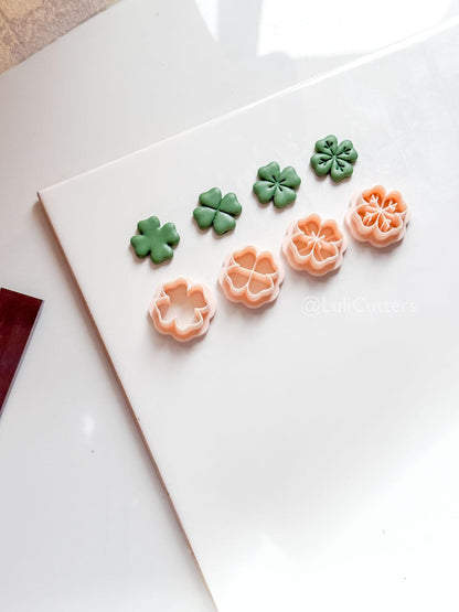 Four Leaf Clover Polymer Clay Cutters: 4 Detail Styles
