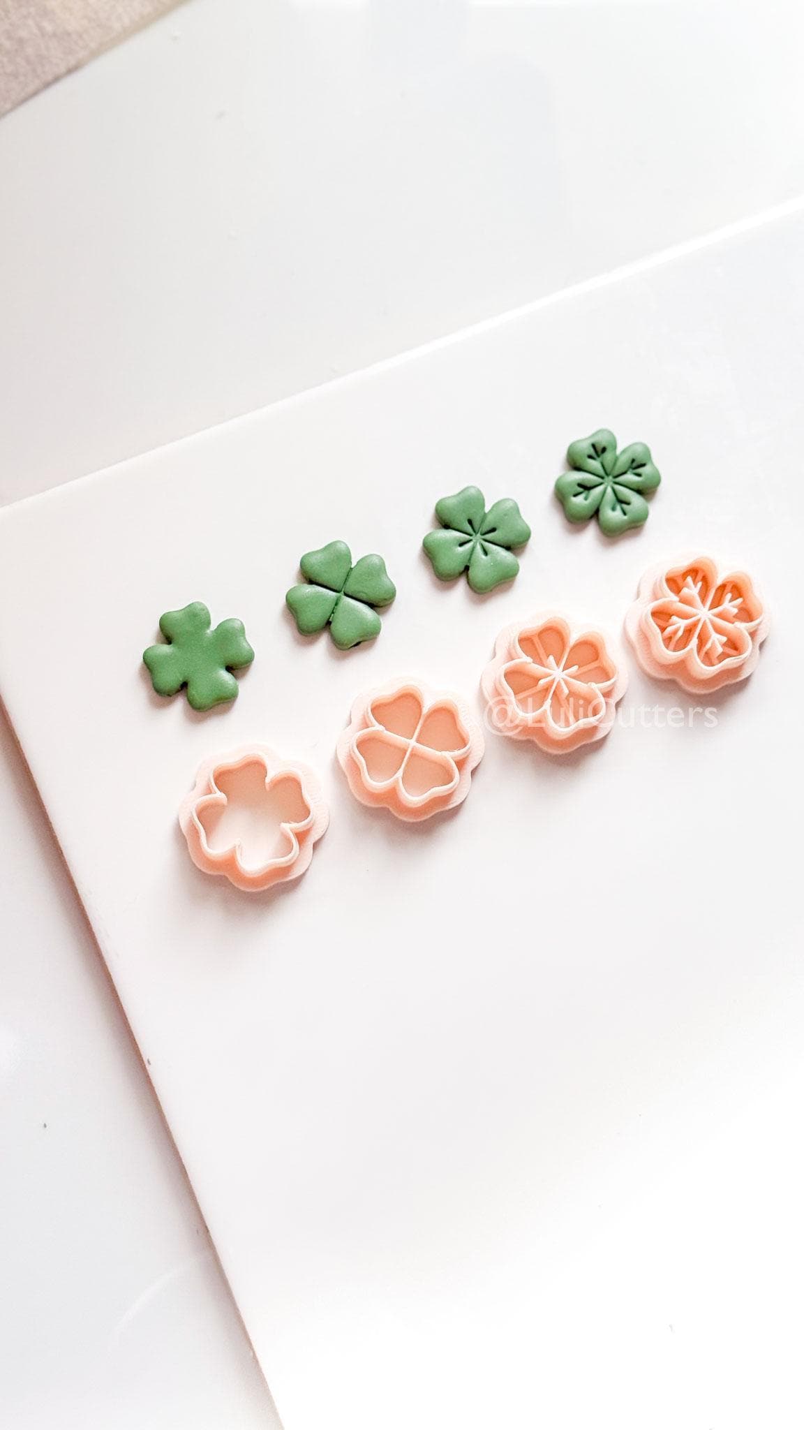 Four Leaf Clover Polymer Clay Cutters: 4 Detail Styles
