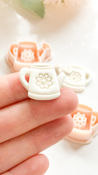 Flora Watering Can Polymer Clay Cutter: Embossing Flower Detail Tool