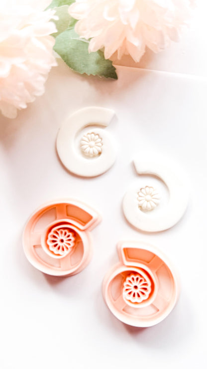 Flora Spiral Polymer Clay Cutter: Embossing Flower Swirl Jewelry Making Tool