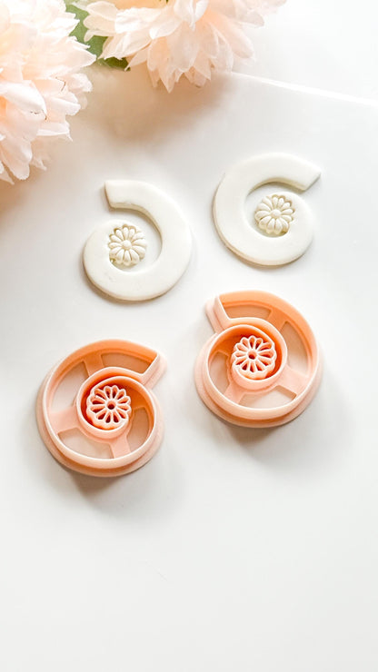 Flora Spiral Polymer Clay Cutter: Embossing Flower Swirl Jewelry Making Tool