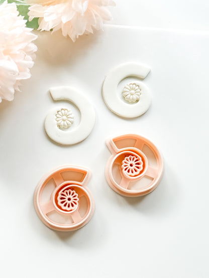 Flora Spiral Polymer Clay Cutter: Embossing Flower Swirl Jewelry Making Tool