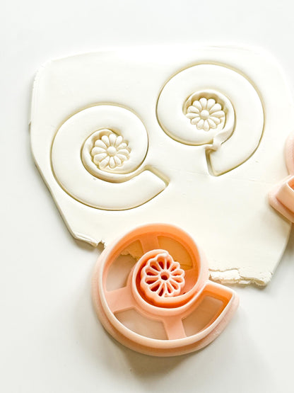 Flora Spiral Polymer Clay Cutter: Embossing Flower Swirl Jewelry Making Tool