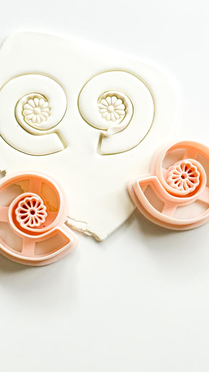 Flora Spiral Polymer Clay Cutter: Embossing Flower Swirl Jewelry Making Tool
