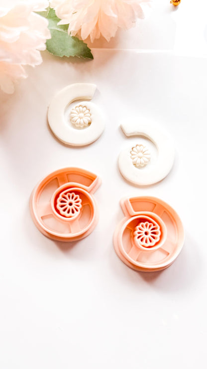 Flora Spiral Polymer Clay Cutter: Embossing Flower Swirl Jewelry Making Tool