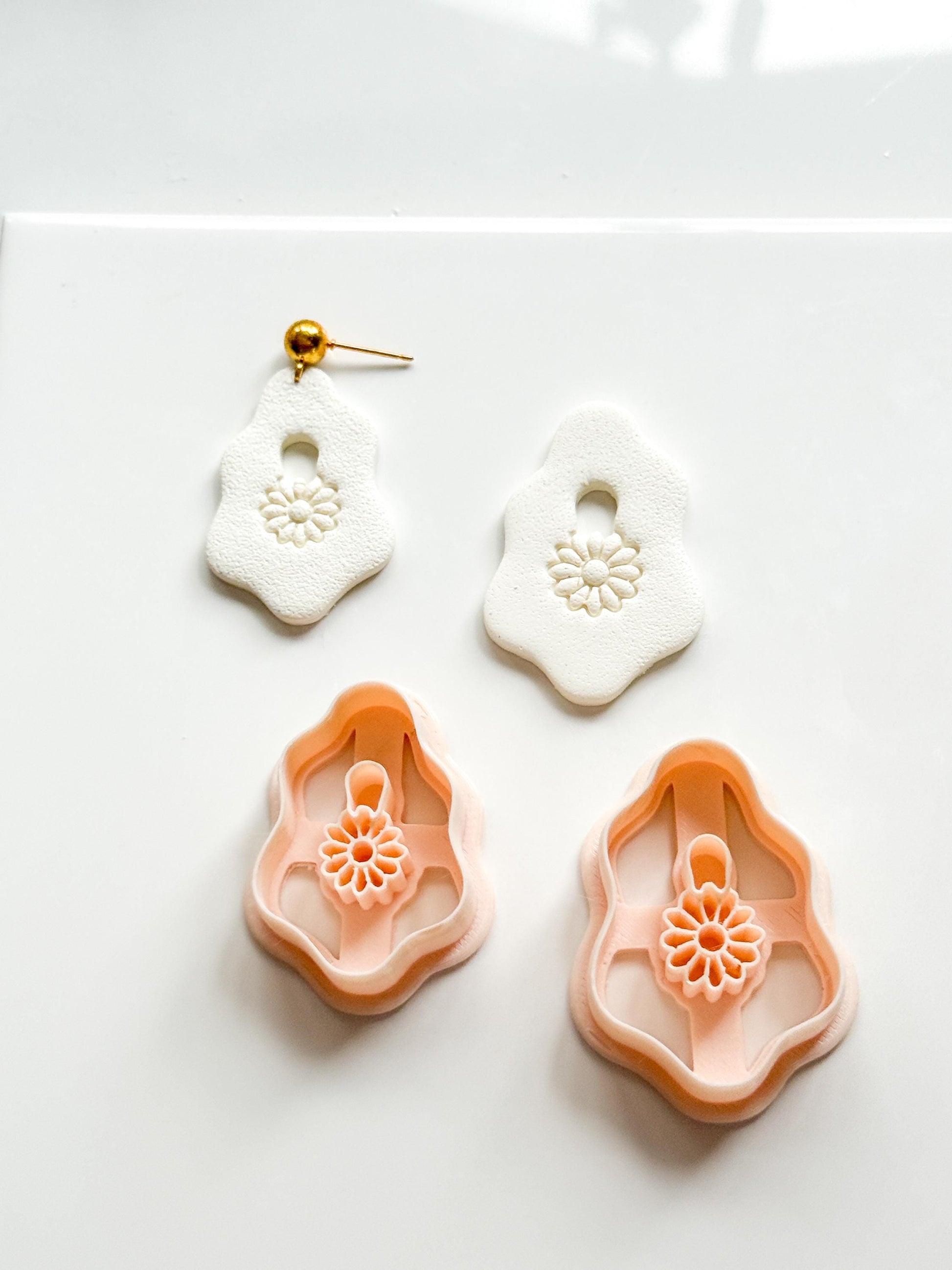 Pebble Koa Polymer Clay Cutter: Organic Shape Embossing Flower Jewelry Tool