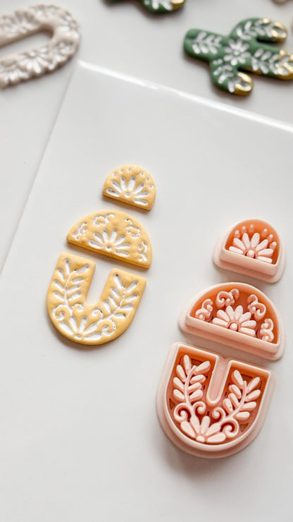 Jardín Puebla Clay Cutter Set: Floral Arch and Half Circle for Polymer Clay