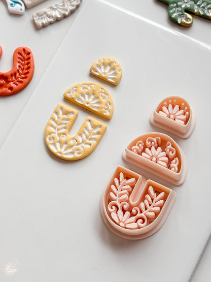 Jardín Puebla Clay Cutter Set: Floral Arch and Half Circle for Polymer Clay