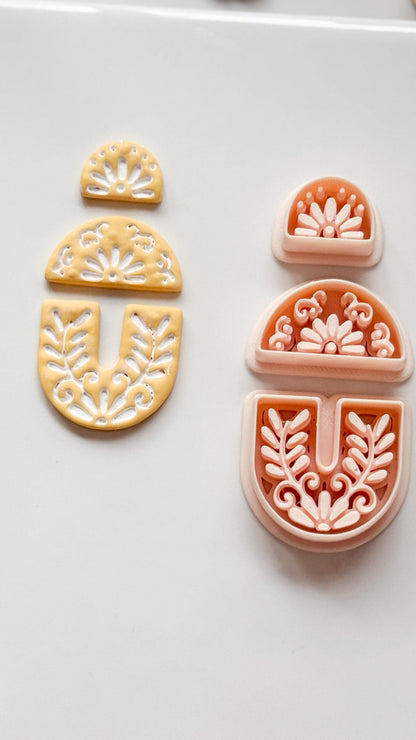 Jardín Puebla Clay Cutter Set: Floral Arch and Half Circle for Polymer Clay