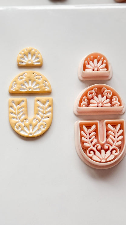 Jardín Puebla Clay Cutter Set: Floral Arch and Half Circle for Polymer Clay
