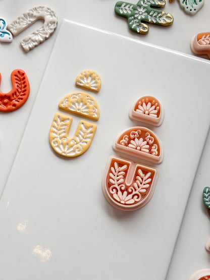 Jardín Puebla Clay Cutter Set: Floral Arch and Half Circle for Polymer Clay