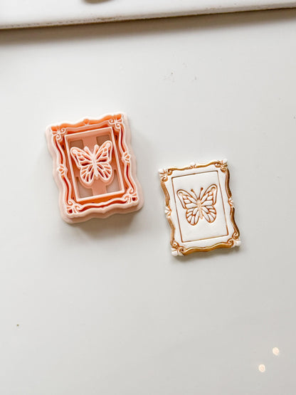 Mira Butterfly Square Frame Cutter: Embossed Ornate Filigree