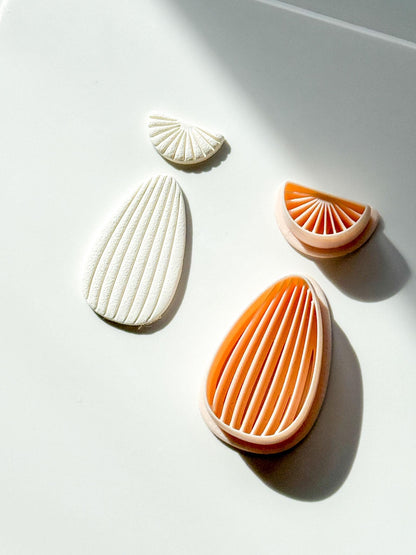 Avel Fan Drop Cutter Set : Art Deco Linear Earring Shape for Polymer Clay