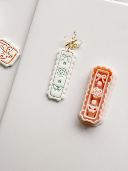 Bini Whim Frame Cutter: Floral Rectangle Earring Shape for Polymer Clay