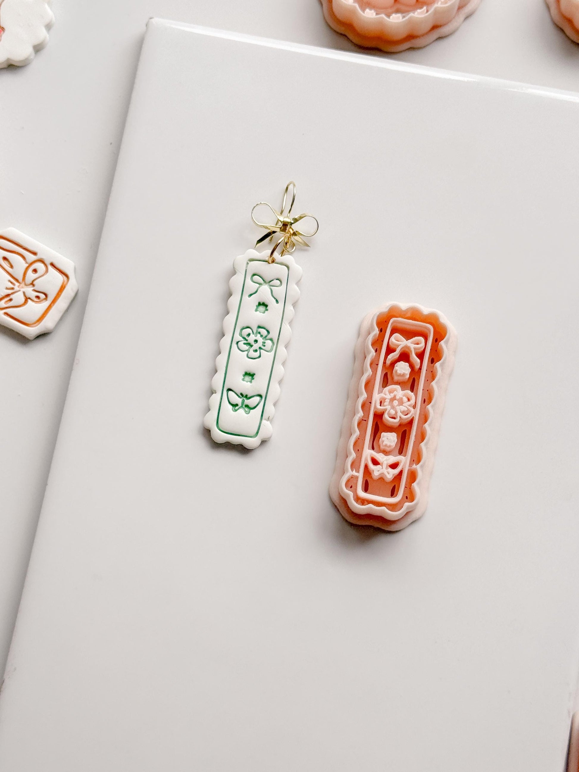 Bini Whim Frame Cutter: Floral Rectangle Earring Shape for Polymer Clay