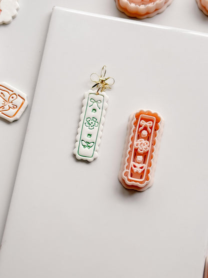 Bini Whim Frame Cutter: Floral Rectangle Earring Shape for Polymer Clay