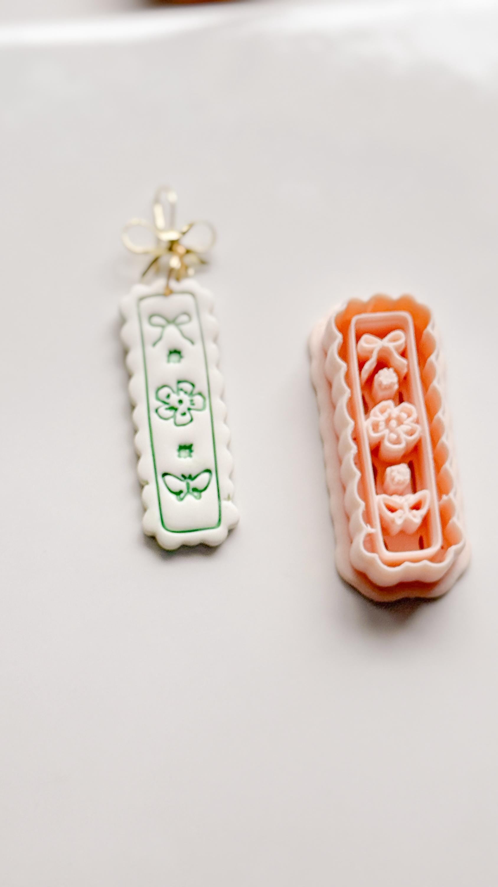 Bini Whim Frame Cutter: Floral Rectangle Earring Shape for Polymer Clay