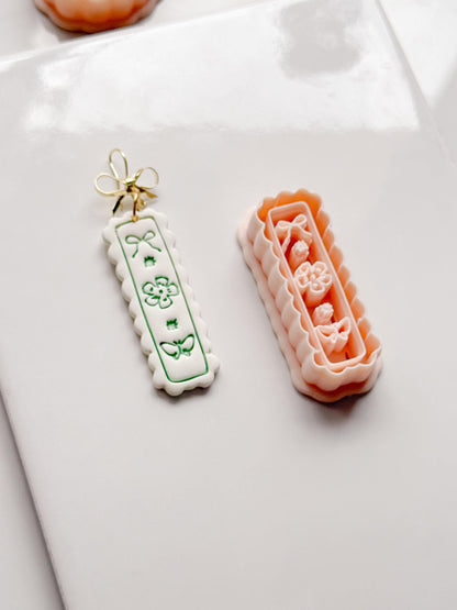 Bini Whim Frame Cutter: Floral Rectangle Earring Shape for Polymer Clay