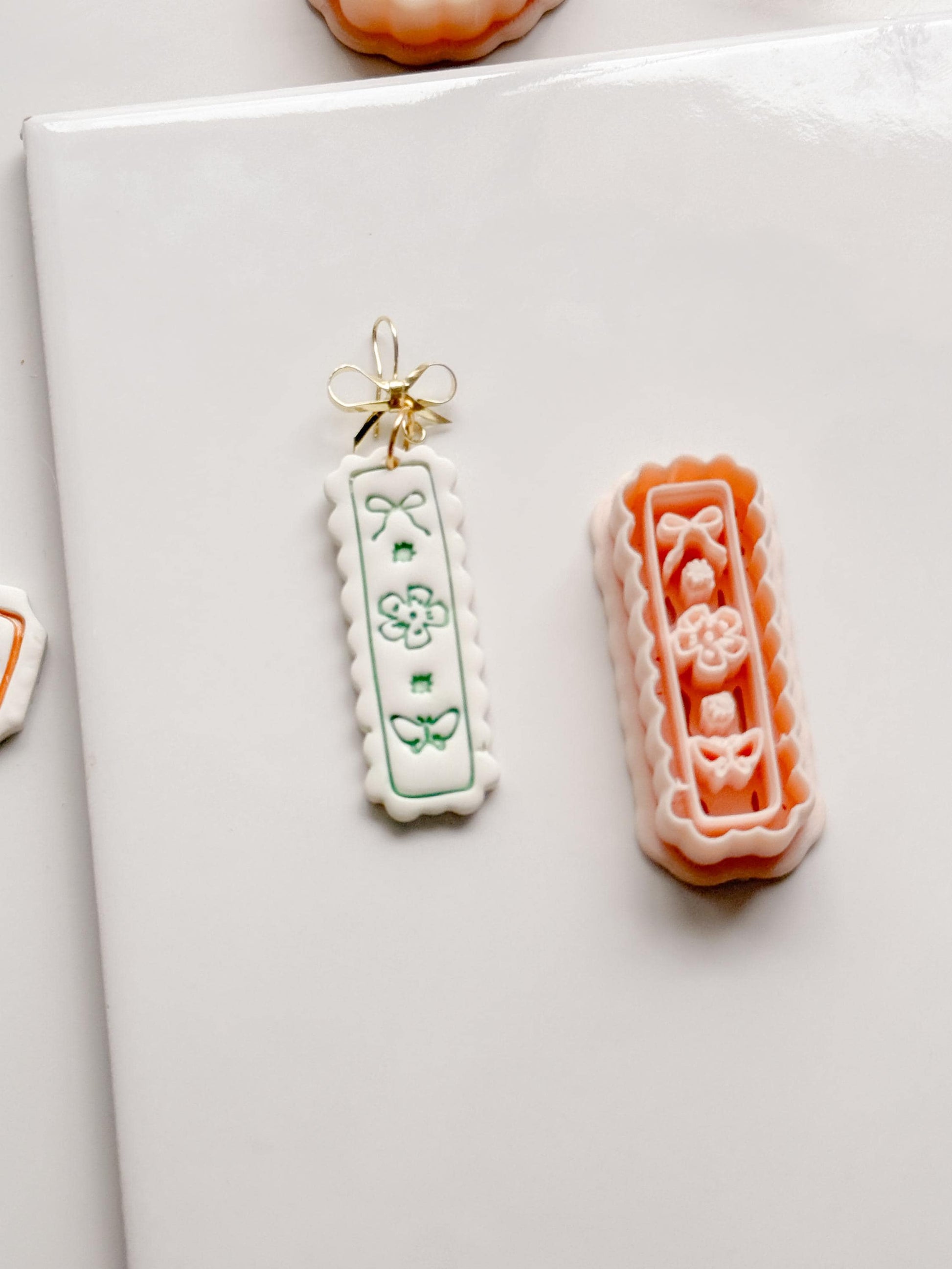 Bini Whim Frame Cutter: Floral Rectangle Earring Shape for Polymer Clay
