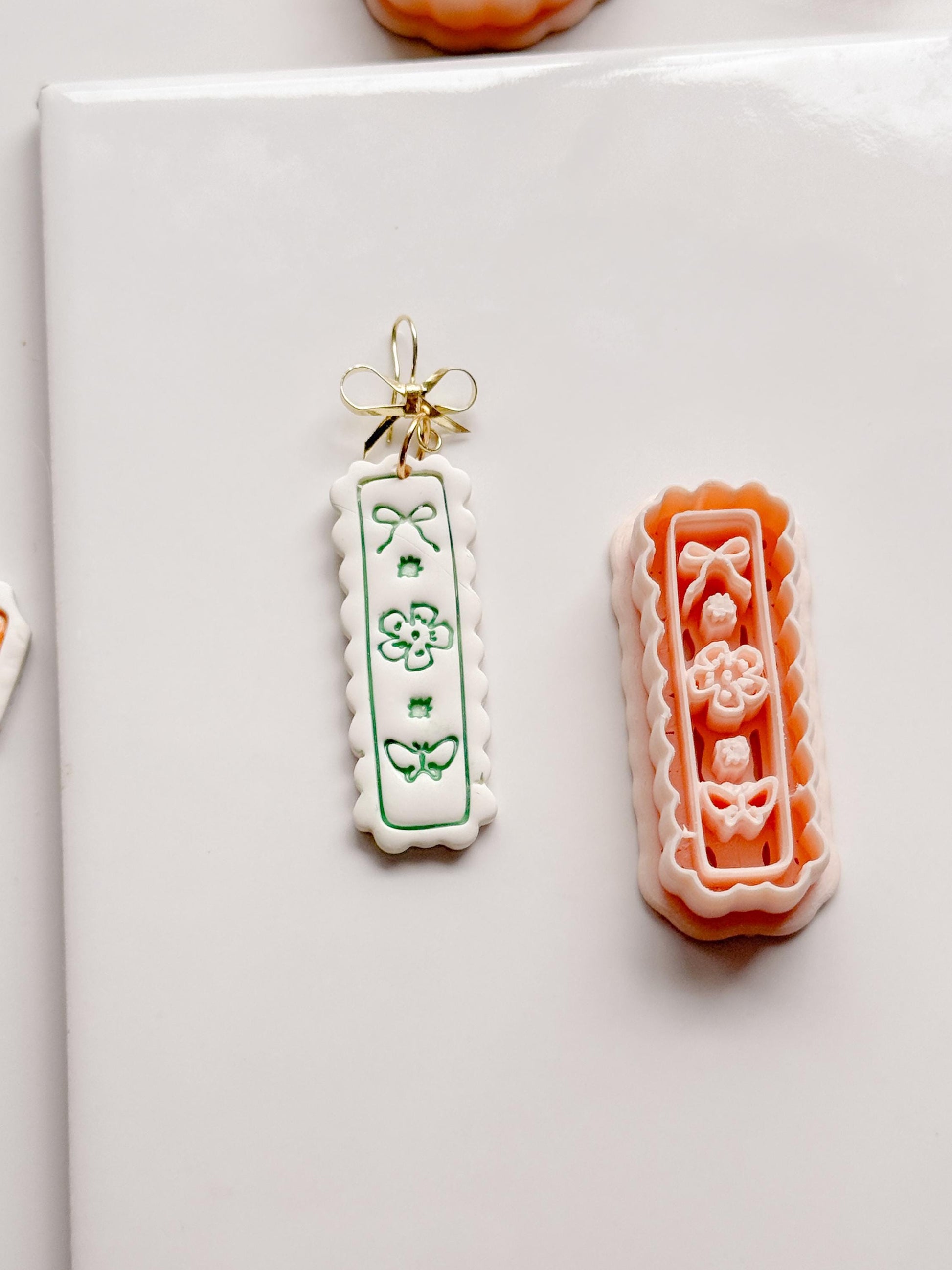Bini Whim Frame Cutter: Floral Rectangle Earring Shape for Polymer Clay