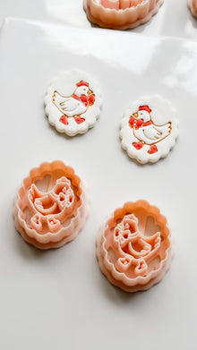 Cutey Chick Cutter: Oval Chicken Earring Shape for Polymer Clay