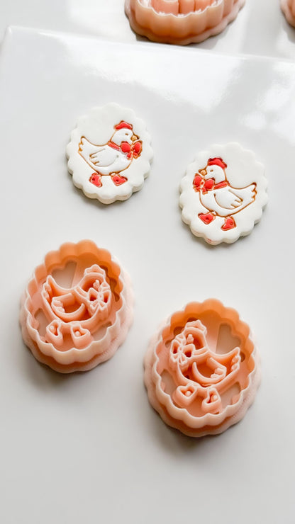 Cutey Chick Cutter: Oval Chicken Earring Shape for Polymer Clay
