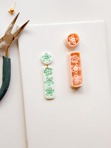 Mali Floral Bar Cutter: Slim Rectangle Floral for Polymer Clay