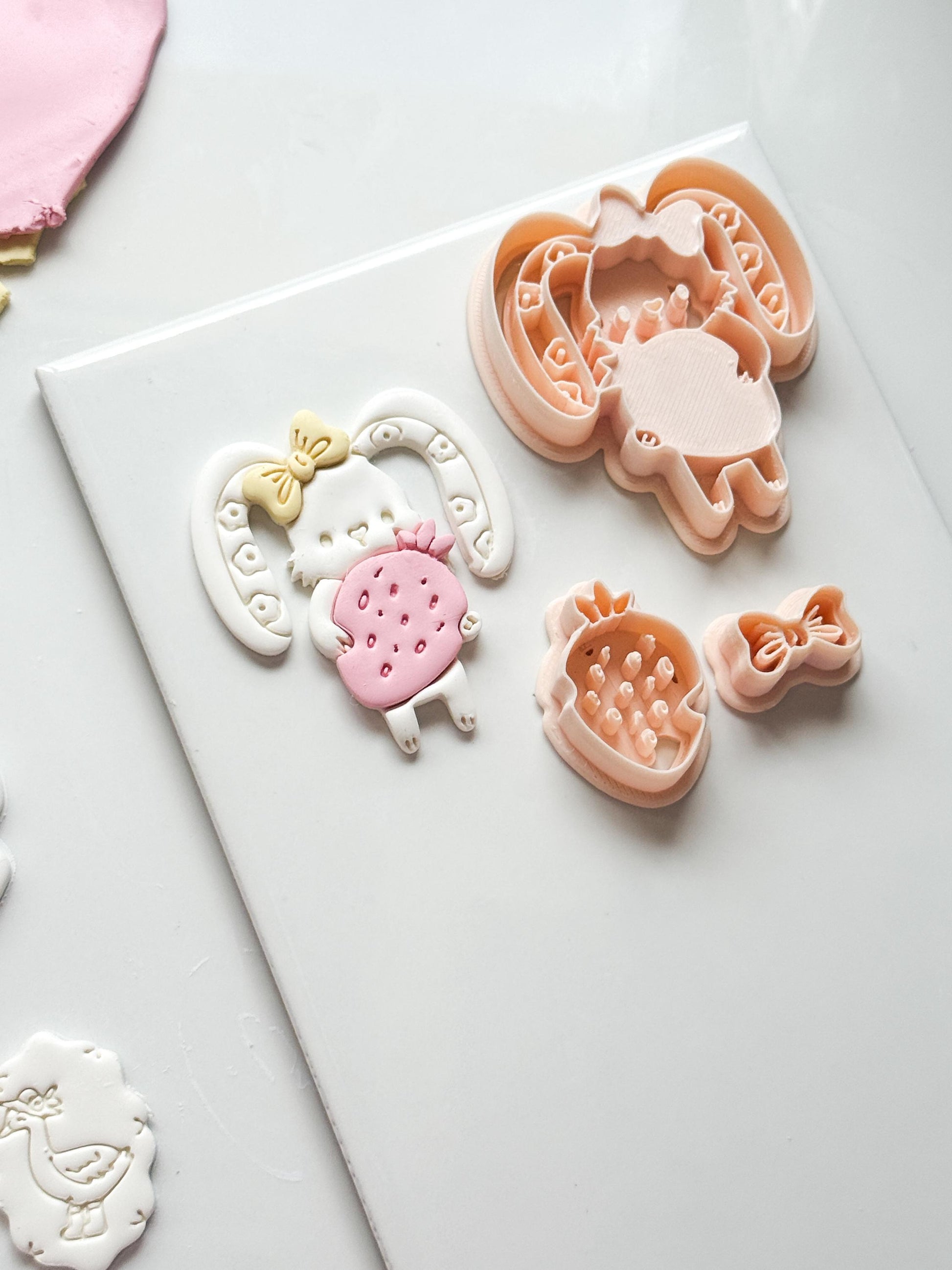 Bunny Berry Cutter: Strawberry Rabbit Shape for Polymer Clay