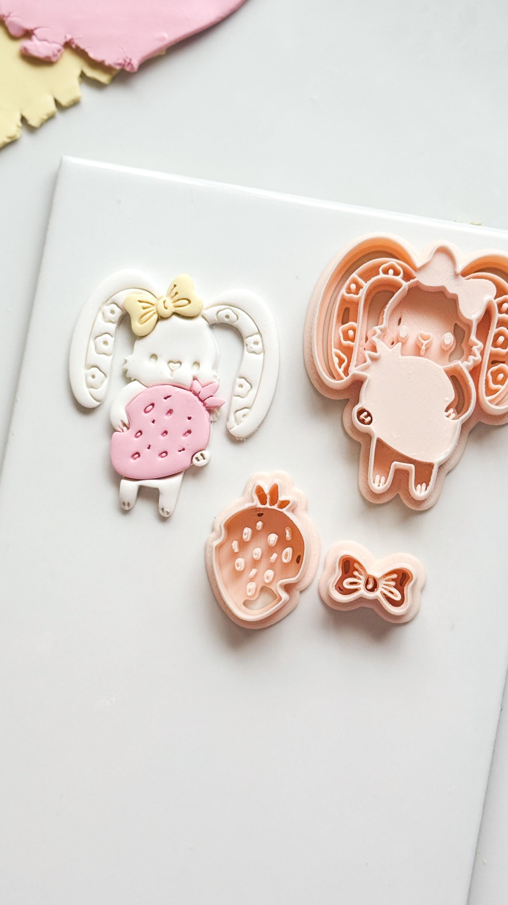 Bunny Berry Cutter: Strawberry Rabbit Shape for Polymer Clay